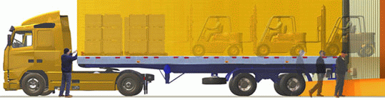 Φορτηγό, προσδεδεμένο σε θέση φορτοεκφόρτωσης